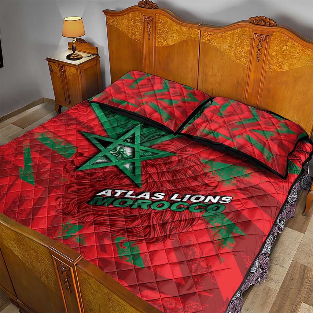 Morocco Football Quilt Bed Set Pentagram Red Lion African