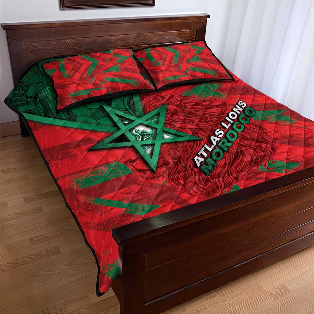Morocco Football Quilt Bed Set Pentagram Red Lion African