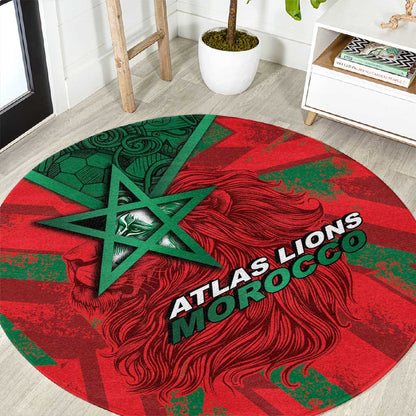 Morocco Football Round Carpet Pentagram Red Lion African