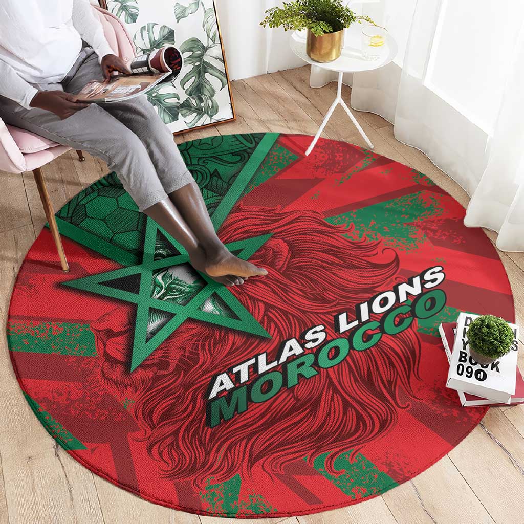 Morocco Football Round Carpet Pentagram Red Lion African