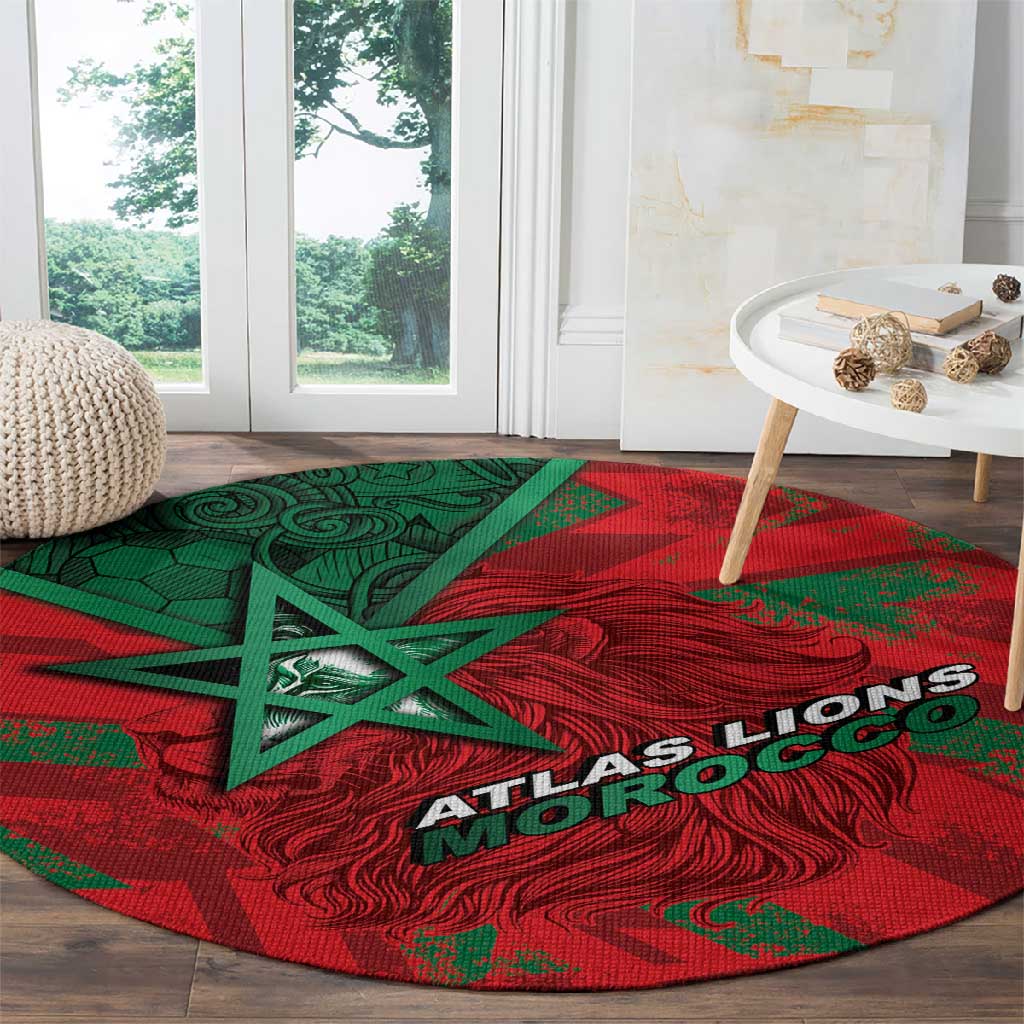 Morocco Football Round Carpet Pentagram Red Lion African