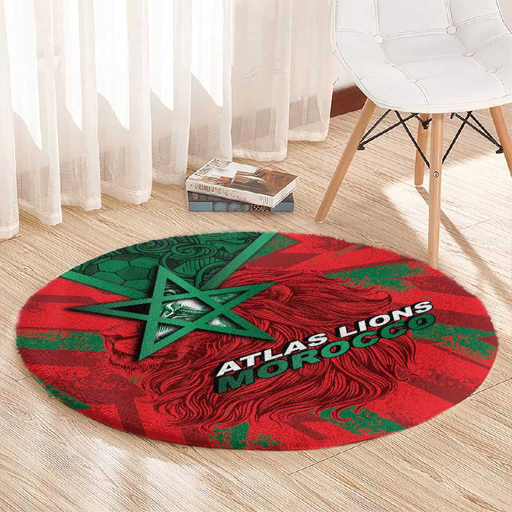 Morocco Football Round Carpet Pentagram Red Lion African
