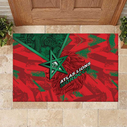 Morocco Football Rubber Doormat Pentagram Red Lion African