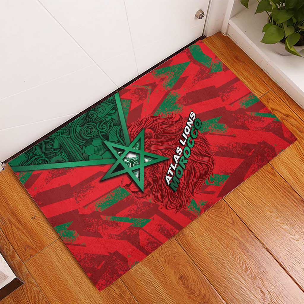 Morocco Football Rubber Doormat Pentagram Red Lion African