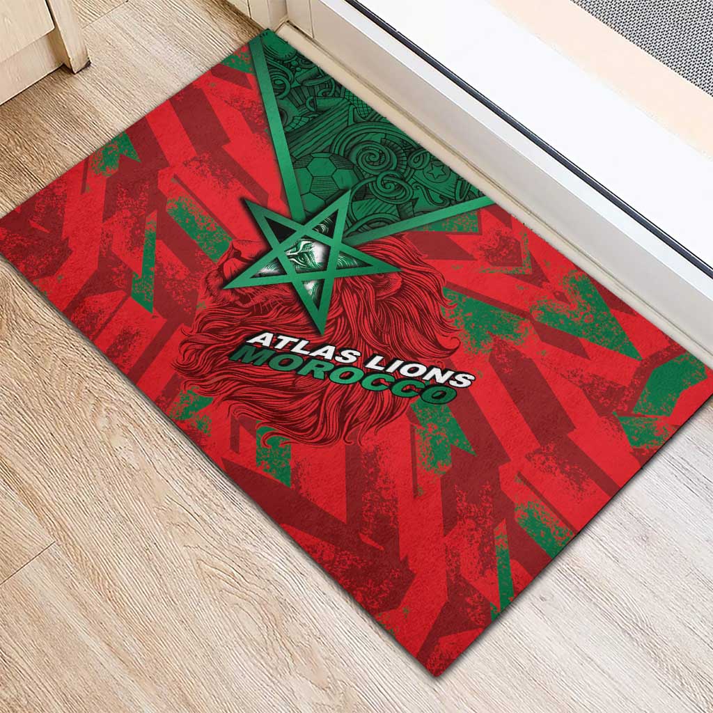 Morocco Football Rubber Doormat Pentagram Red Lion African