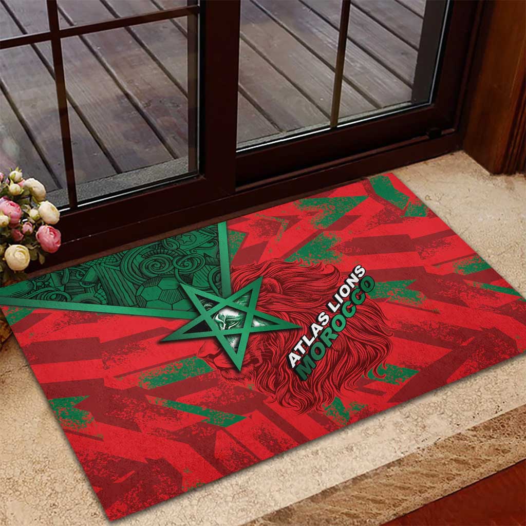 Morocco Football Rubber Doormat Pentagram Red Lion African