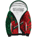 Custom Morocco Football Sherpa Hoodie Pentagram Red Lion African