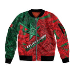 Custom Morocco Football Sleeve Zip Bomber Jacket Pentagram Red Lion African