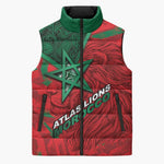 Custom Morocco Football Sleeveless Puffer Jacket Pentagram Red Lion African