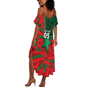 Custom Morocco Football Summer Maxi Dress Pentagram Red Lion African