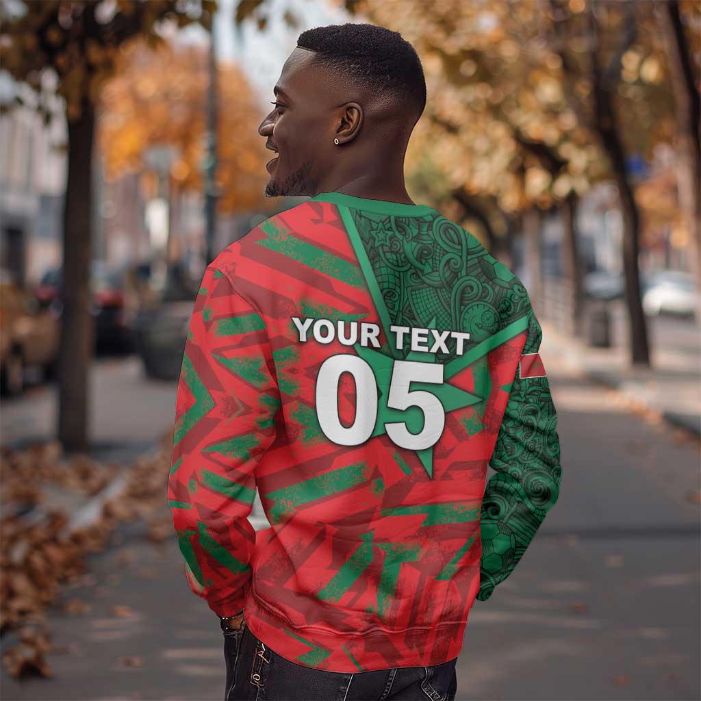 Custom Morocco Football Sweatshirt Pentagram Red Lion African