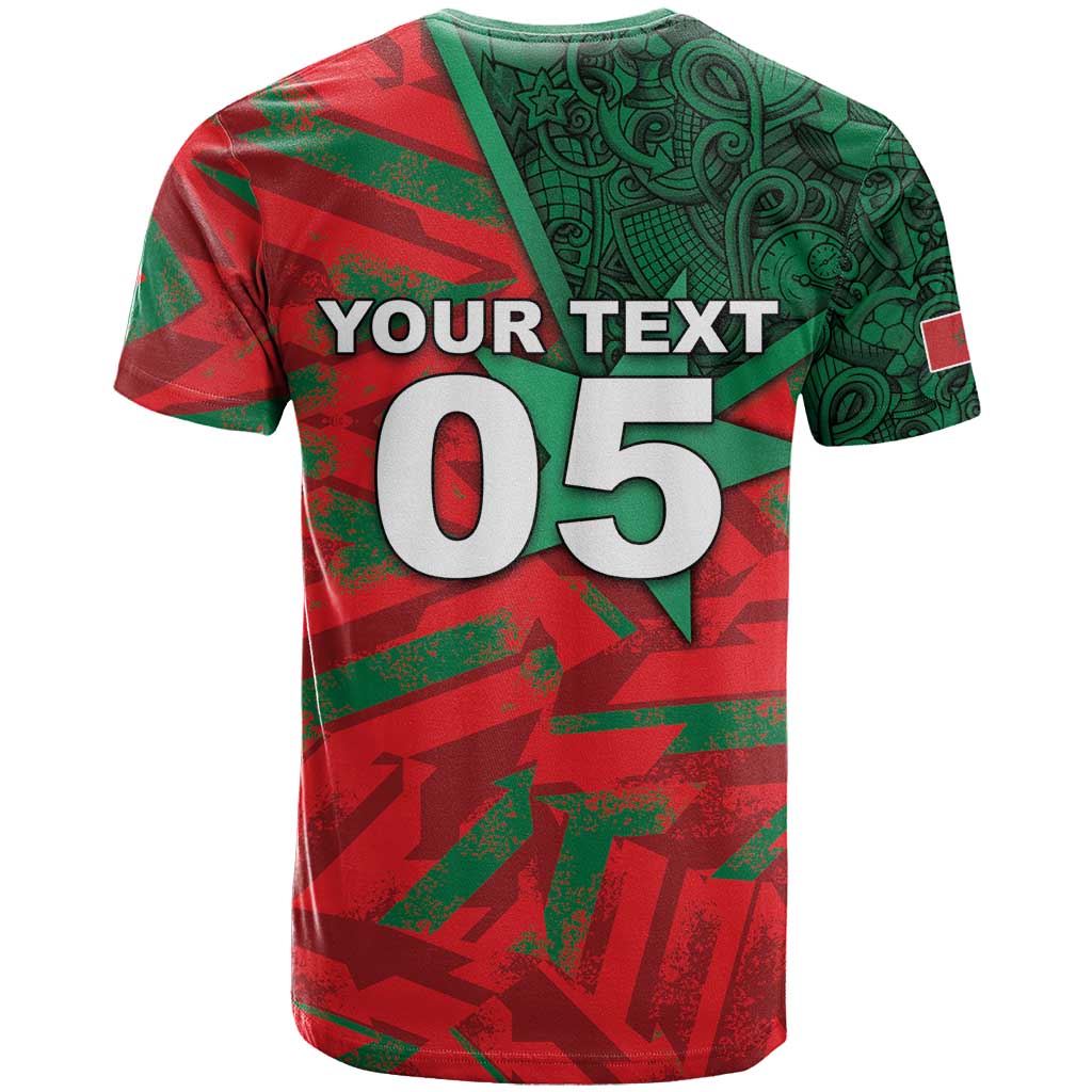 Custom Morocco Football T shirt Pentagram Red Lion African