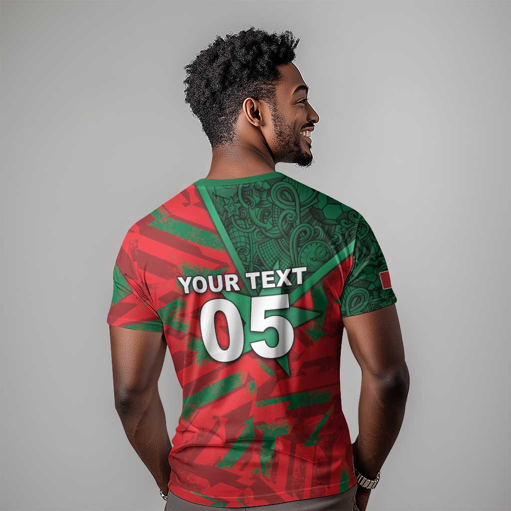 Custom Morocco Football T shirt Pentagram Red Lion African