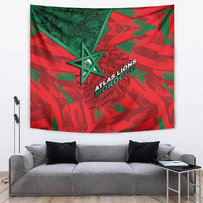 Morocco Football Tapestry Pentagram Red Lion African