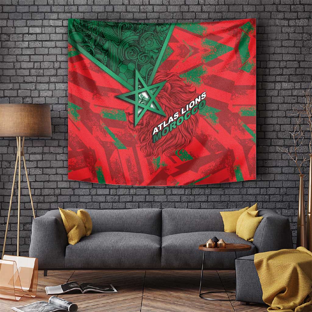 Morocco Football Tapestry Pentagram Red Lion African