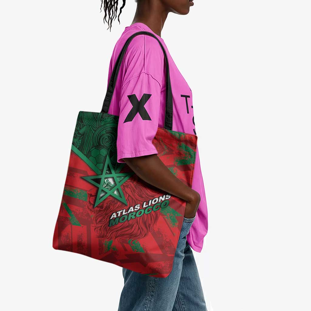 Morocco Football Tote Bag Pentagram Red Lion African