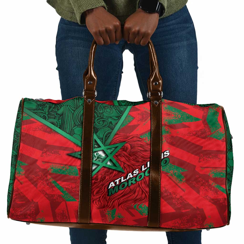 Morocco Football Travel Bag Pentagram Red Lion African