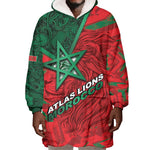 Custom Morocco Football Wearable Blanket Hoodie Pentagram Red Lion African