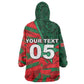 Custom Morocco Football Wearable Blanket Hoodie Pentagram Red Lion African