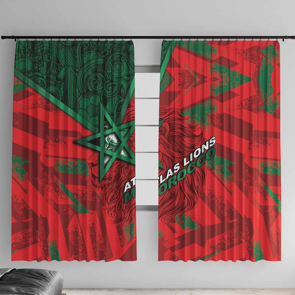 Morocco Football Window Curtain Pentagram Red Lion African