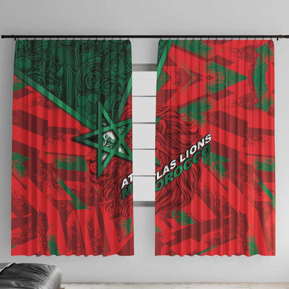 Morocco Football Window Curtain Pentagram Red Lion African