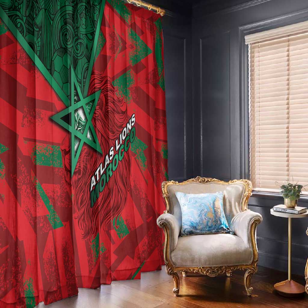 Morocco Football Window Curtain Pentagram Red Lion African