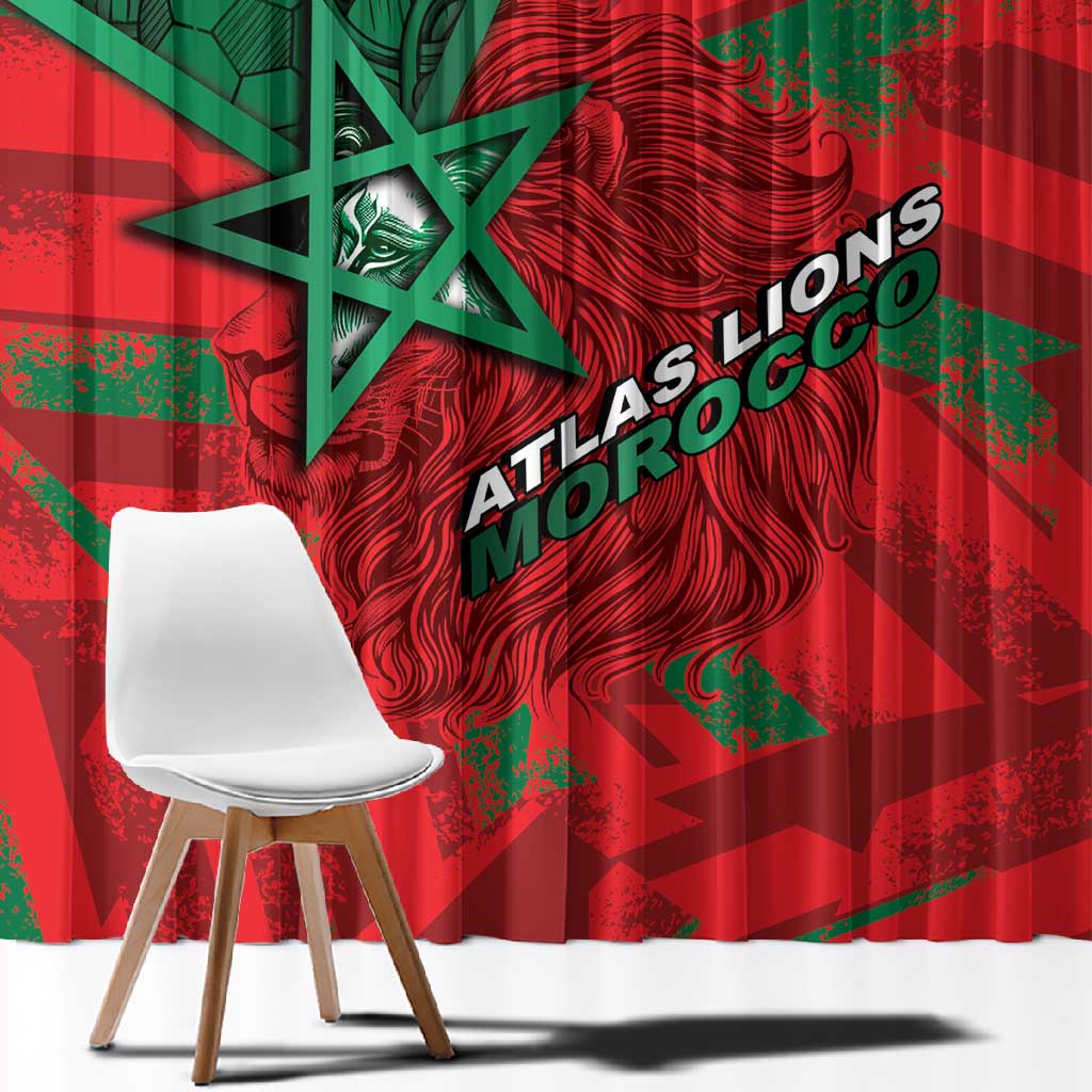 Morocco Football Window Curtain Pentagram Red Lion African