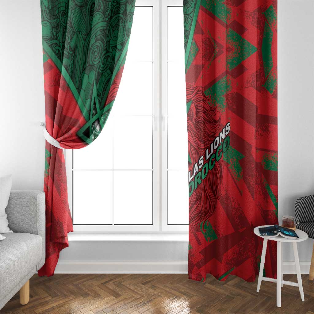 Morocco Football Window Curtain Pentagram Red Lion African