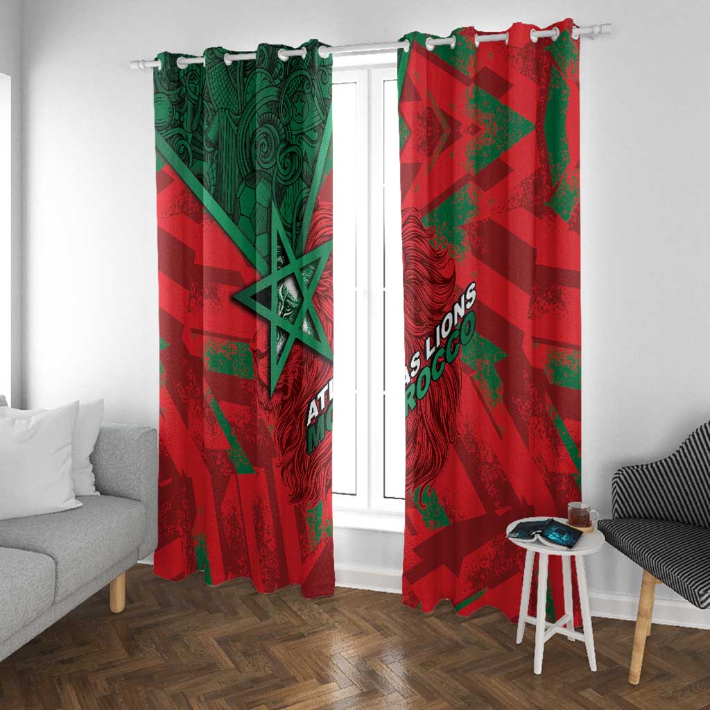 Morocco Football Window Curtain Pentagram Red Lion African