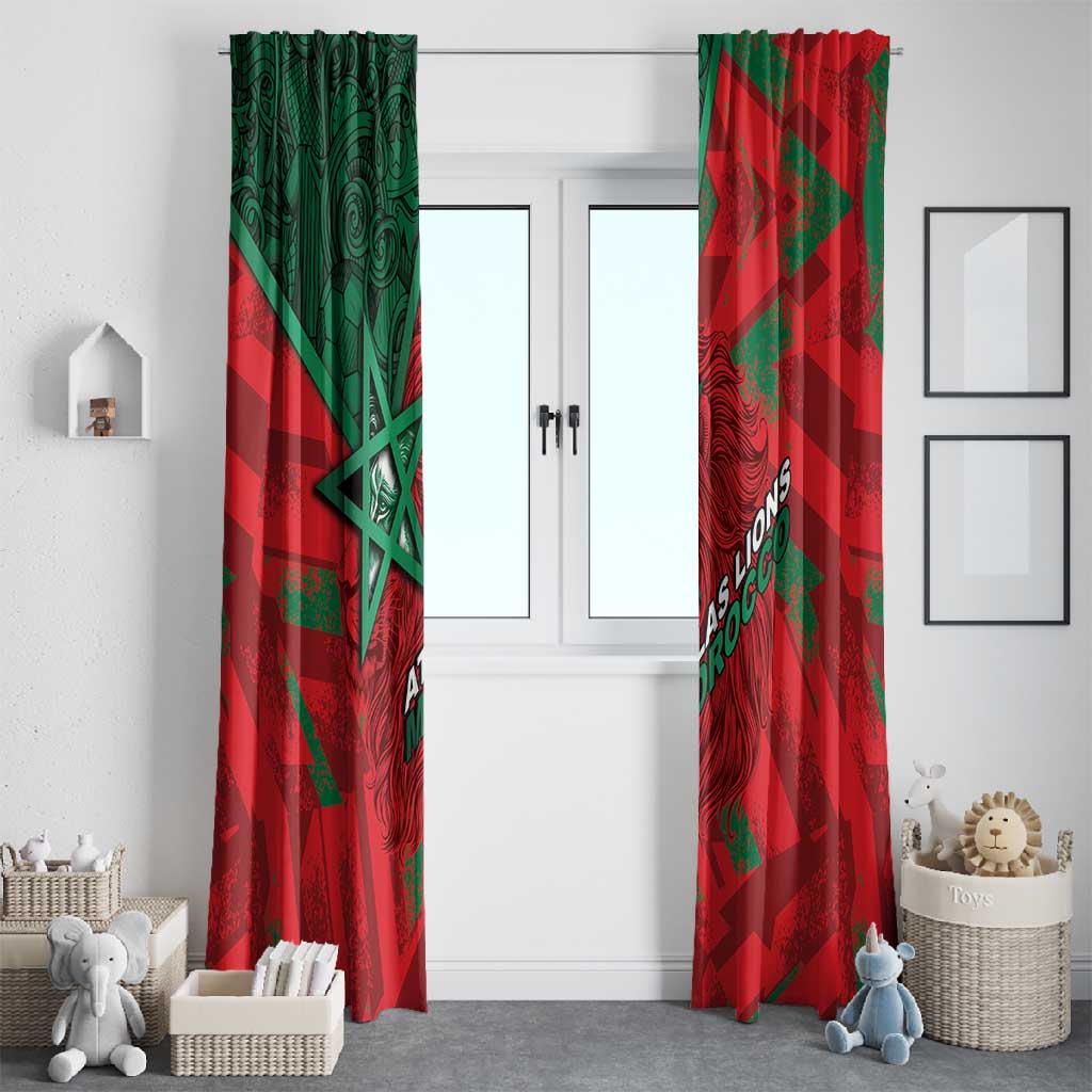Morocco Football Window Curtain Pentagram Red Lion African