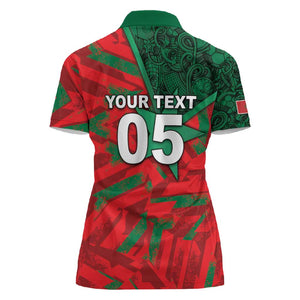 Custom Morocco Football Women Polo Shirt Pentagram Red Lion African