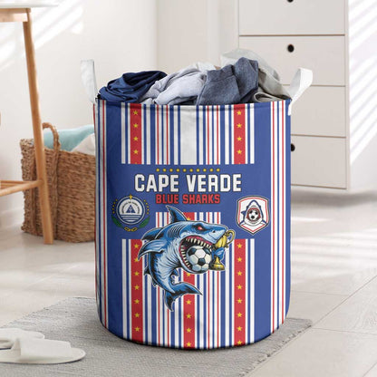 Cape Verde Football Laundry Basket Monster Blue Shark Striped Style