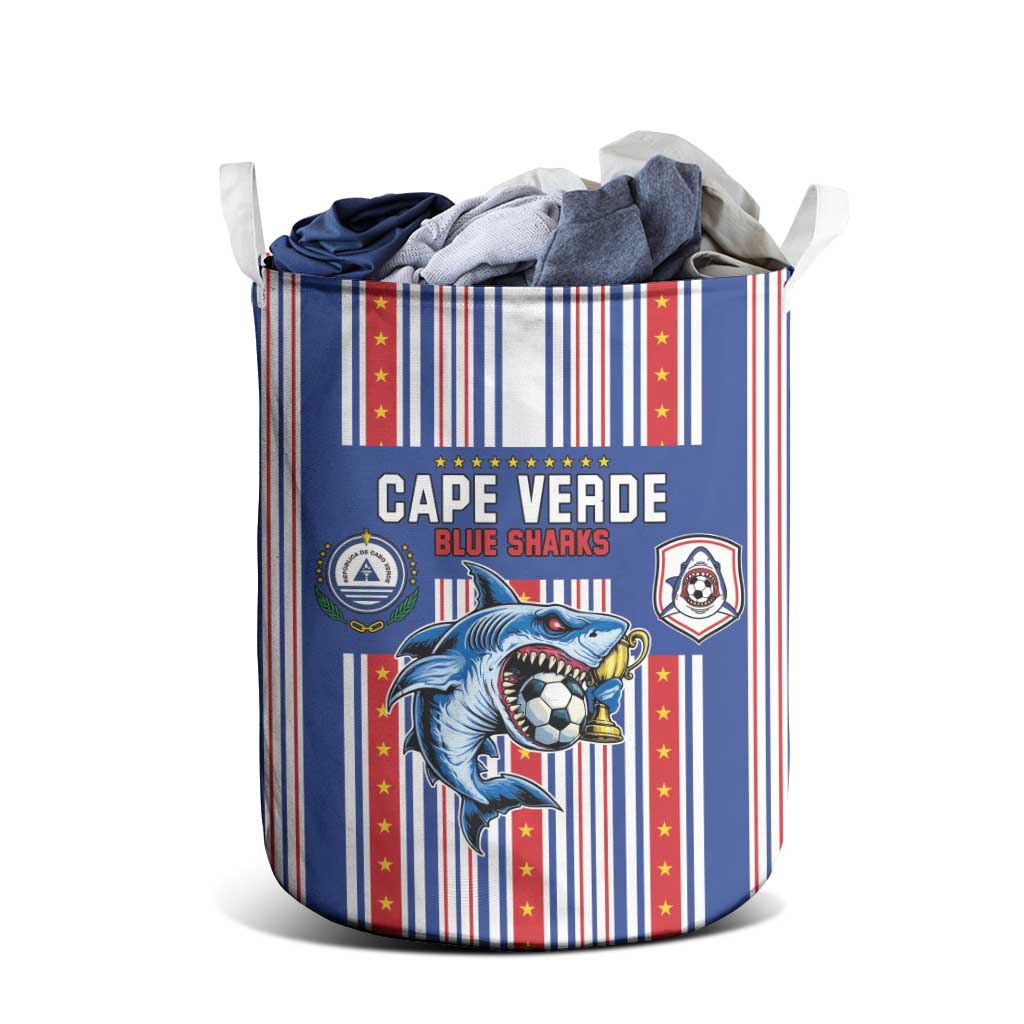 Cape Verde Football Laundry Basket Monster Blue Shark Striped Style