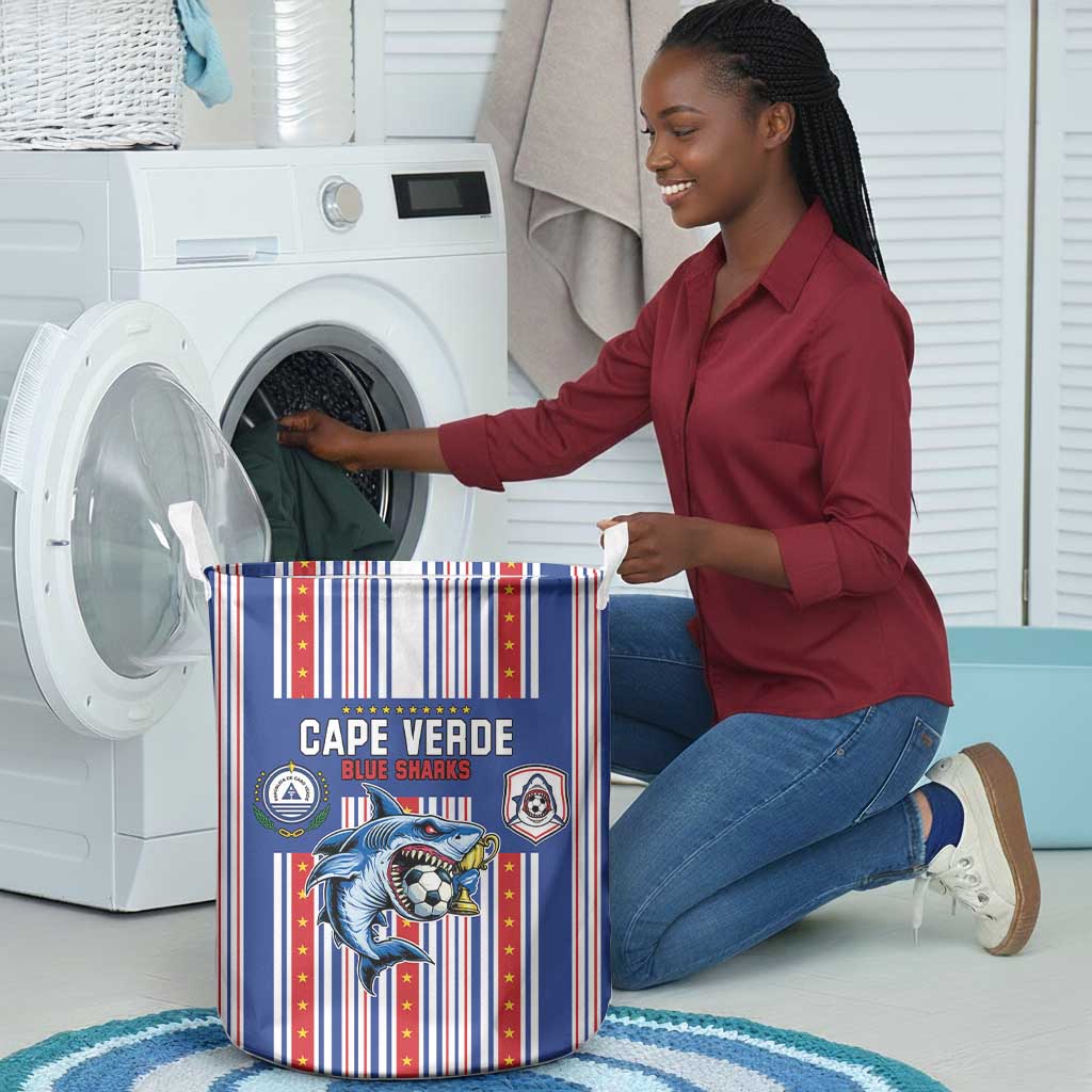 Cape Verde Football Laundry Basket Monster Blue Shark Striped Style