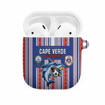 Cape Verde Football AirPods Case Monster Blue Shark Striped Style