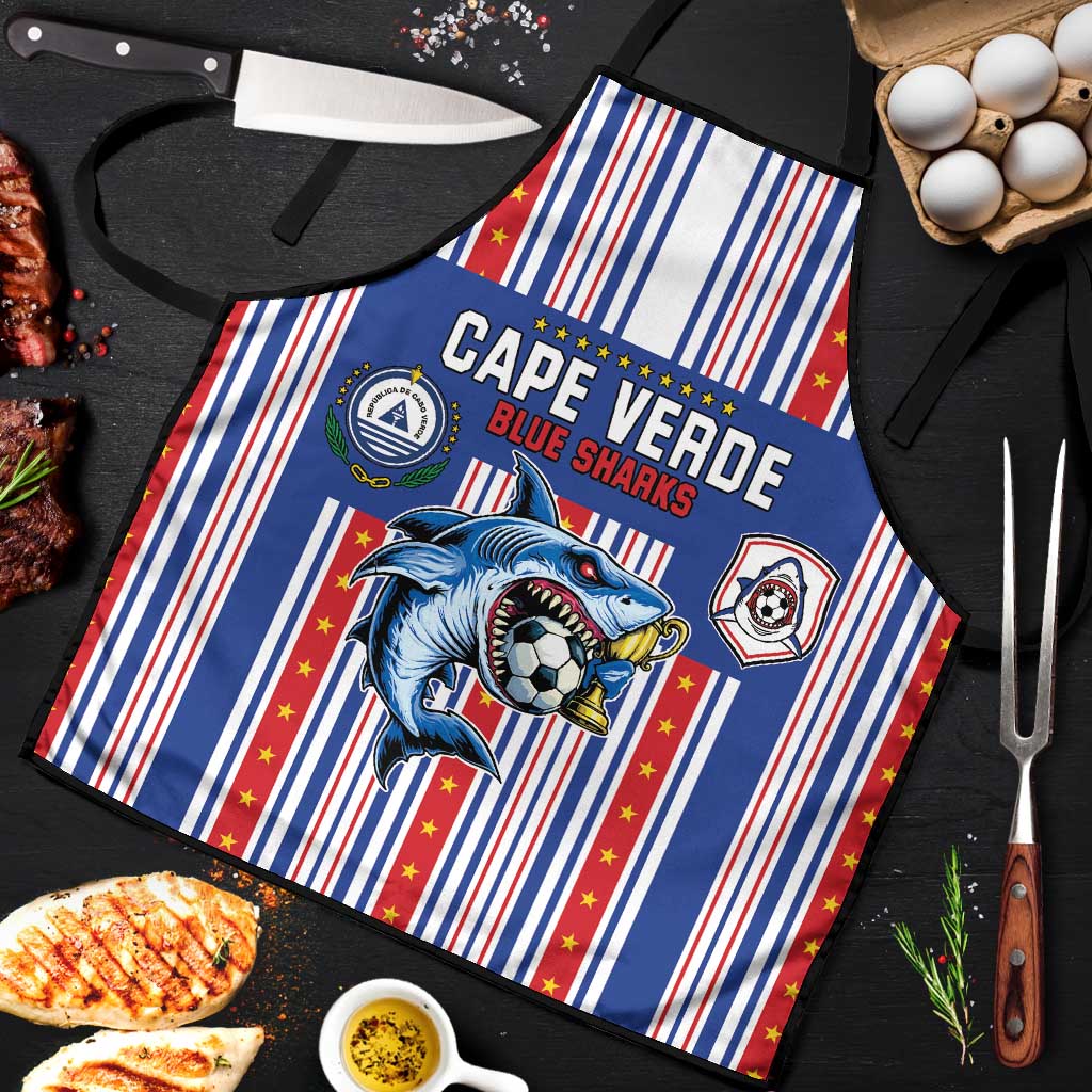 Cape Verde Football Apron Monster Blue Shark Striped Style