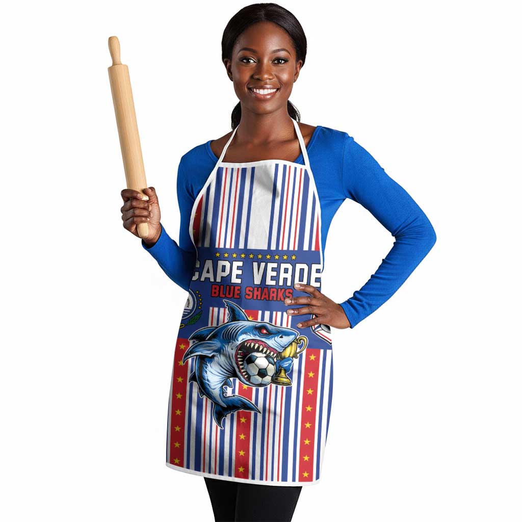 Cape Verde Football Apron Monster Blue Shark Striped Style