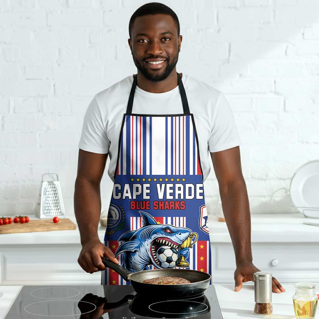 Cape Verde Football Apron Monster Blue Shark Striped Style