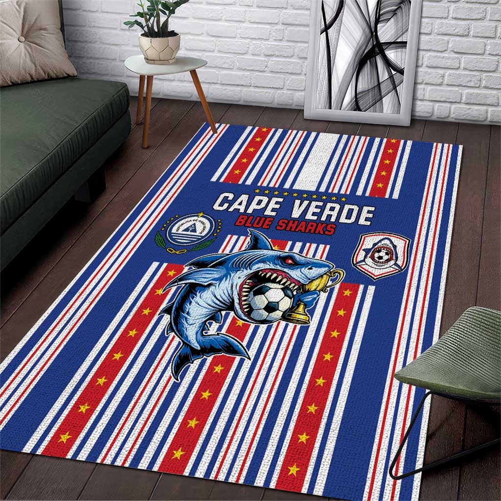 Cape Verde Football Area Rug Monster Blue Shark Striped Style