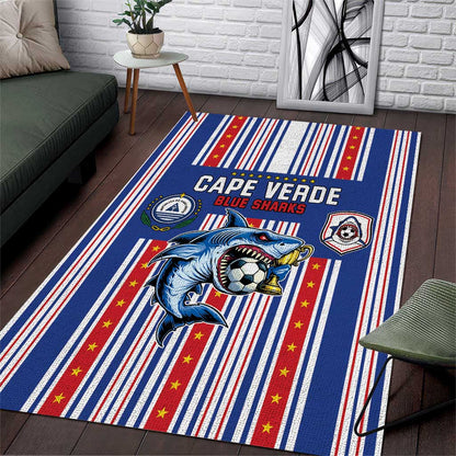 Cape Verde Football Area Rug Monster Blue Shark Striped Style