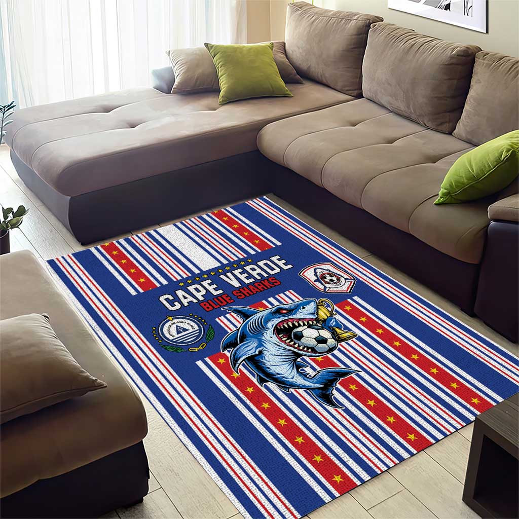 Cape Verde Football Area Rug Monster Blue Shark Striped Style