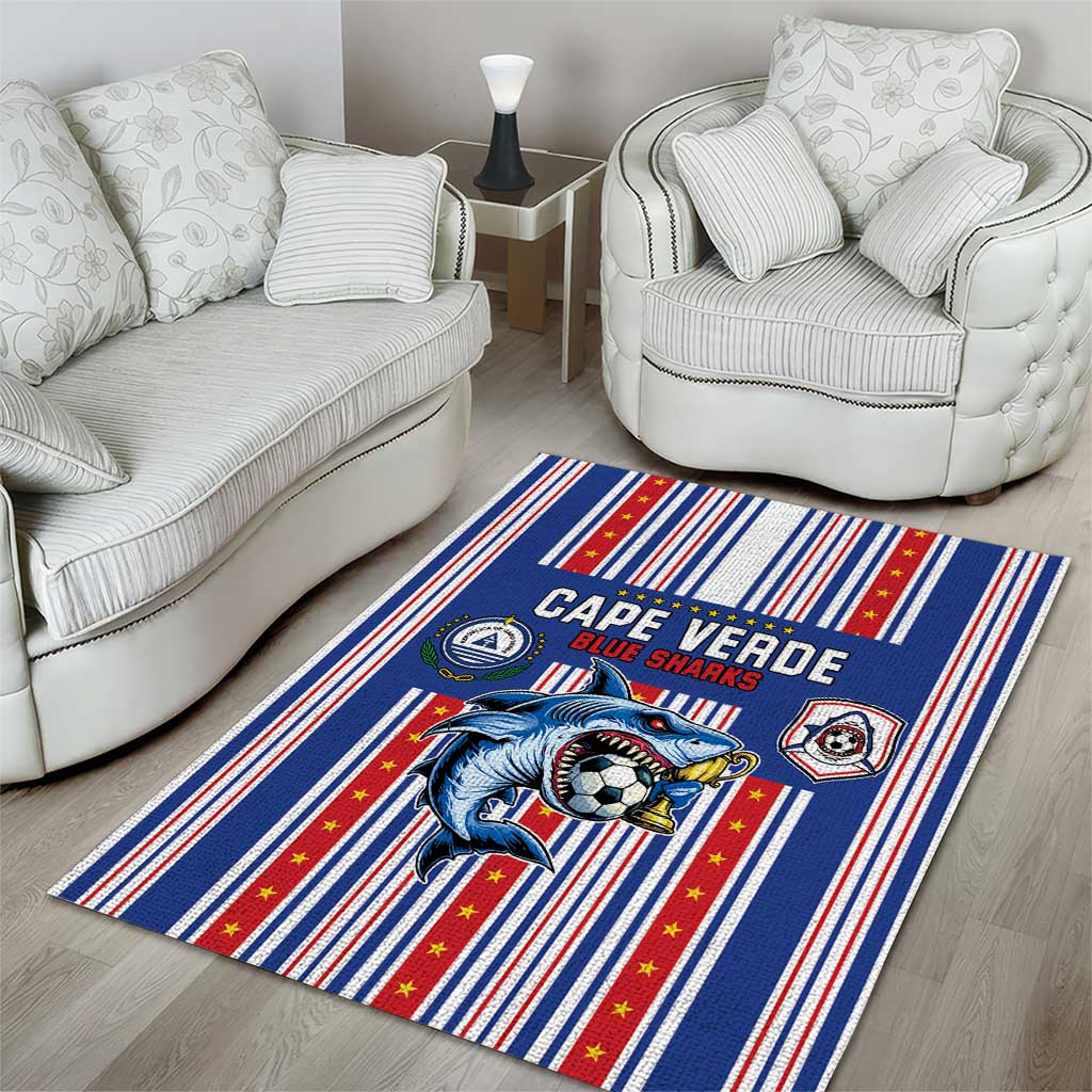 Cape Verde Football Area Rug Monster Blue Shark Striped Style