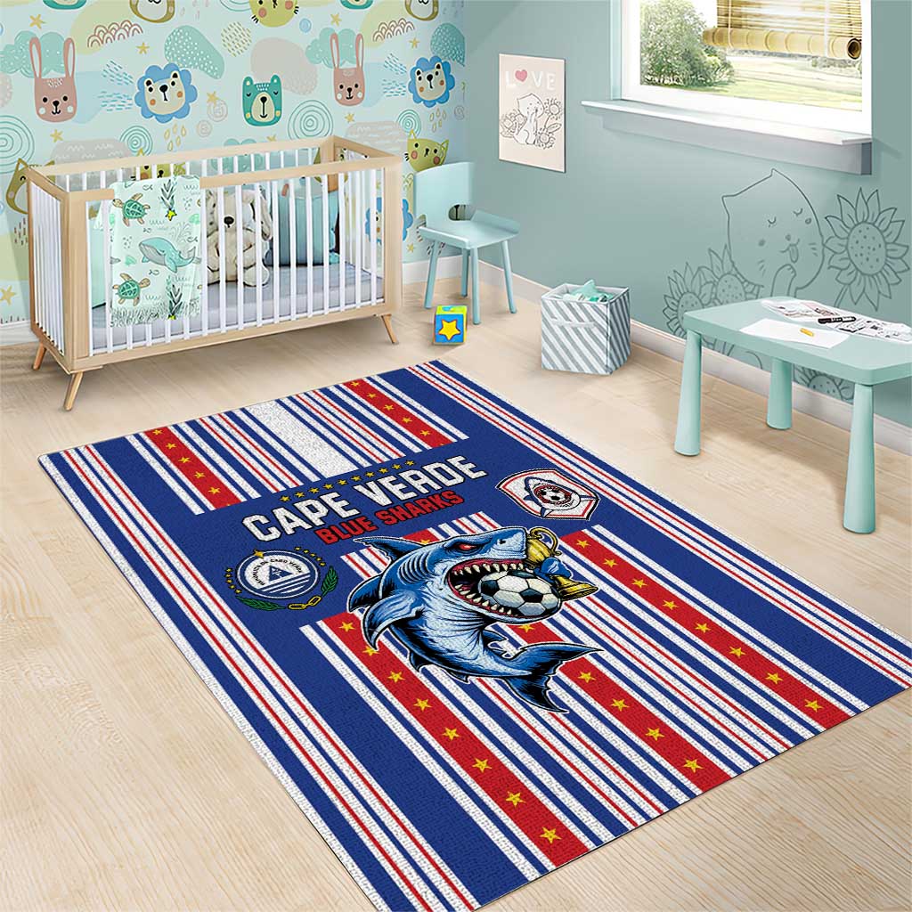 Cape Verde Football Area Rug Monster Blue Shark Striped Style
