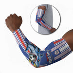 Custom Cape Verde Football Arm Sleeves Monster Blue Shark Striped Style