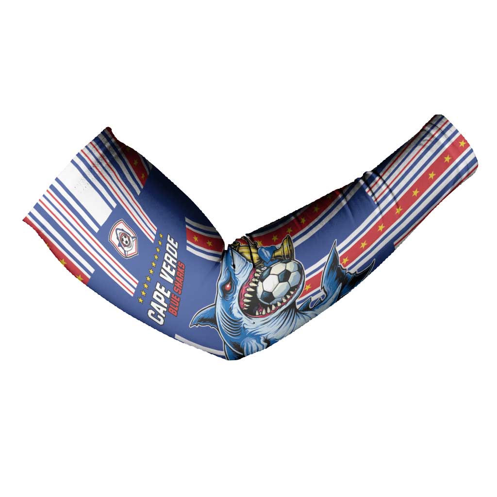 Custom Cape Verde Football Arm Sleeves Monster Blue Shark Striped Style