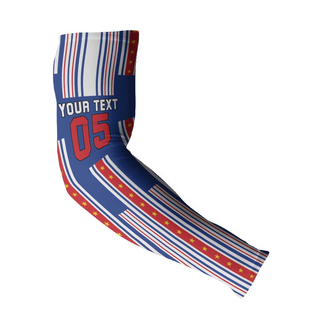 Custom Cape Verde Football Arm Sleeves Monster Blue Shark Striped Style