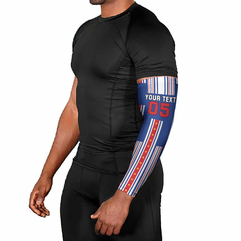 Custom Cape Verde Football Arm Sleeves Monster Blue Shark Striped Style