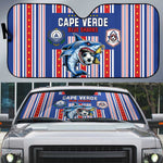 Cape Verde Football Auto Sun Shade Monster Blue Shark Striped Style