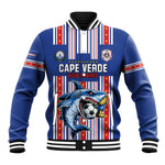 Custom Cape Verde Football Baseball Jacket Monster Blue Shark Striped Style