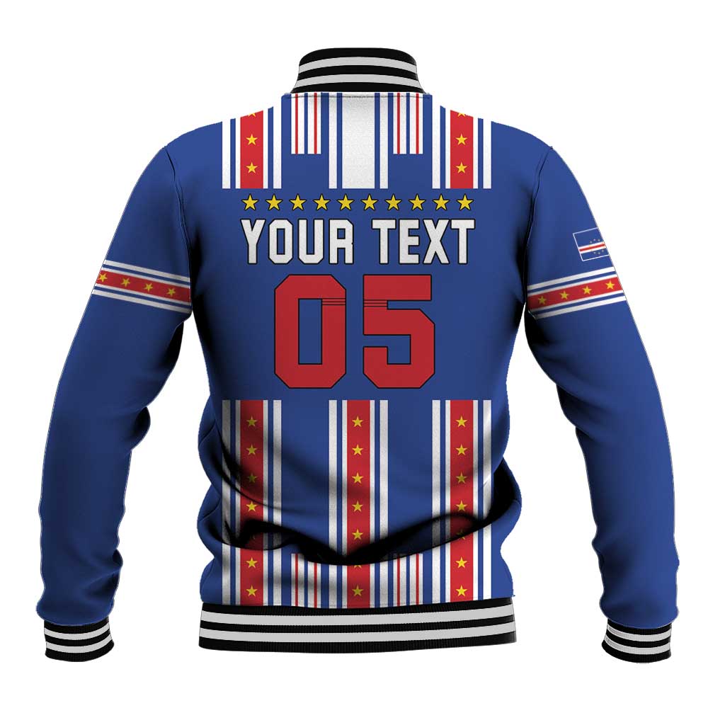 Custom Cape Verde Football Baseball Jacket Monster Blue Shark Striped Style